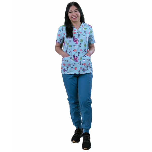 cordz printed scrubs set