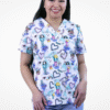 cordz printed scrubs top only