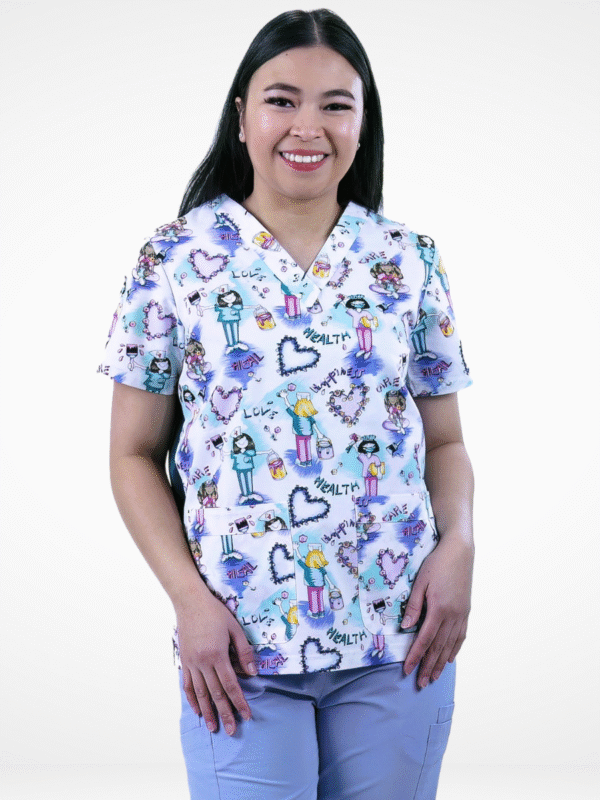 cordz printed scrubs top only