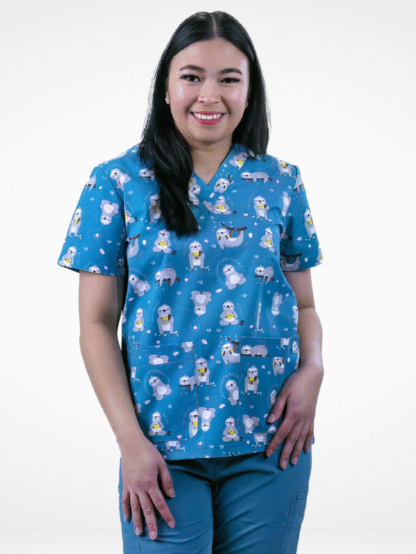 cordz printed scrubs top only