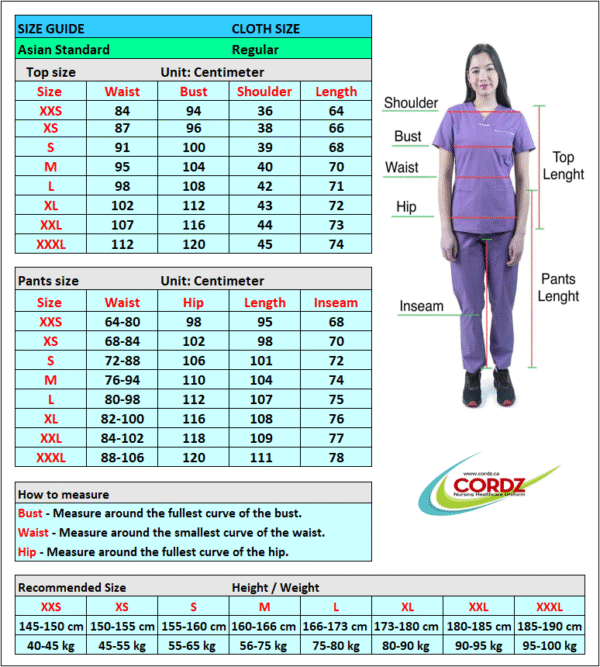cordz notched neck scrub suit set